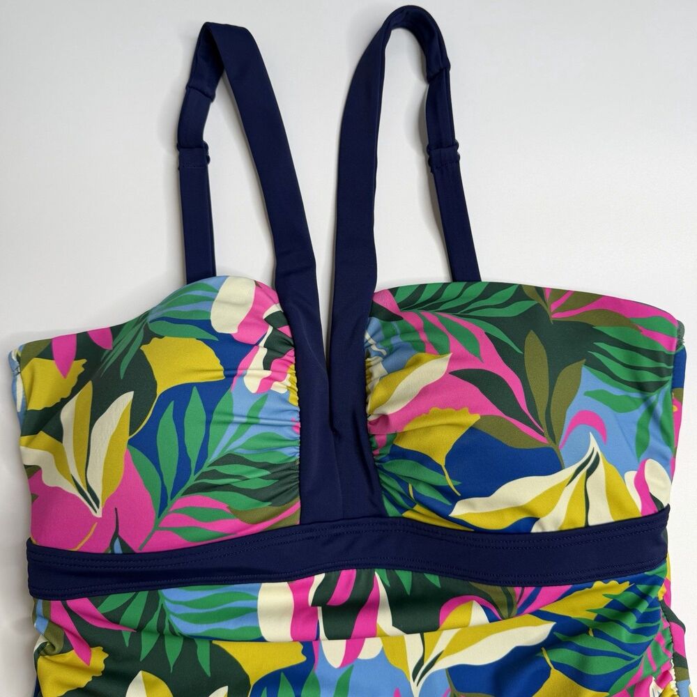 Boden Corsica Multicolor Floral Print Halter Neck Tankini Swim Top Size 10 - Picture 3 of 11